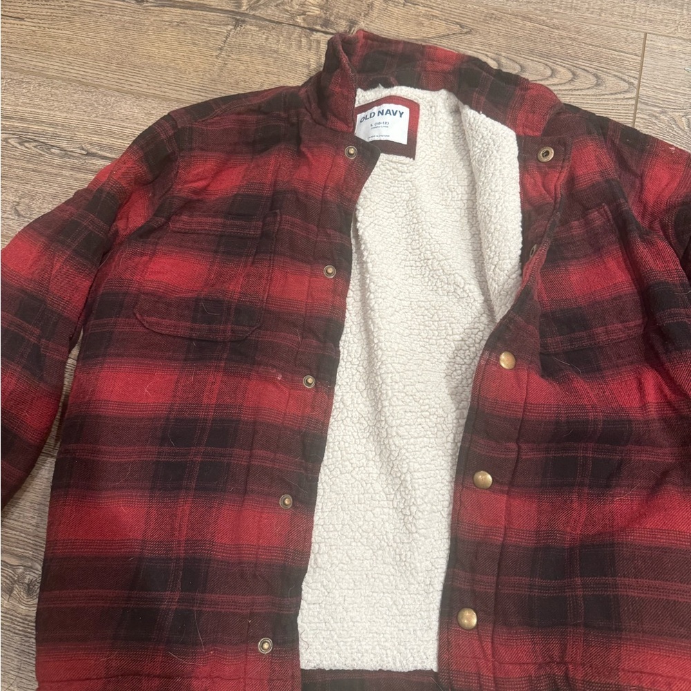 Old Navy Red Plaid Sherpa-Lined Jacket